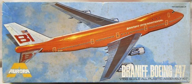 Aurora 1/156 Boeing 747 Jumbo Jet Braniff International Air Lines, 358 plastic model kit